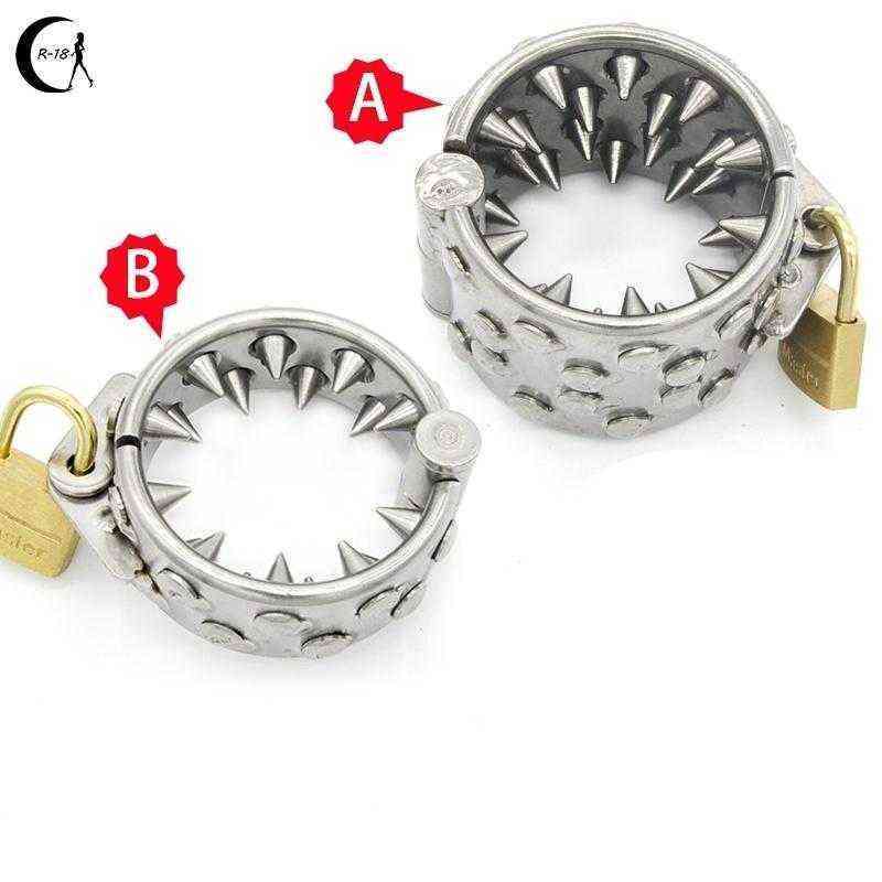 

NXY Chastity Devices Stainless Steel Male Belt Cock Ring Pendant Scrotum Testicle With Teeth Ball Stretcher Gay Penis Sex Toys For Men 220106