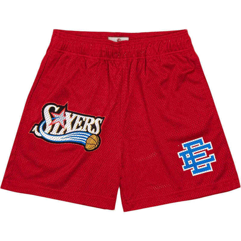 

Ericemanuel Sixers EE shorts 76ers Basketball Shorts American mesh loose Capris, Red