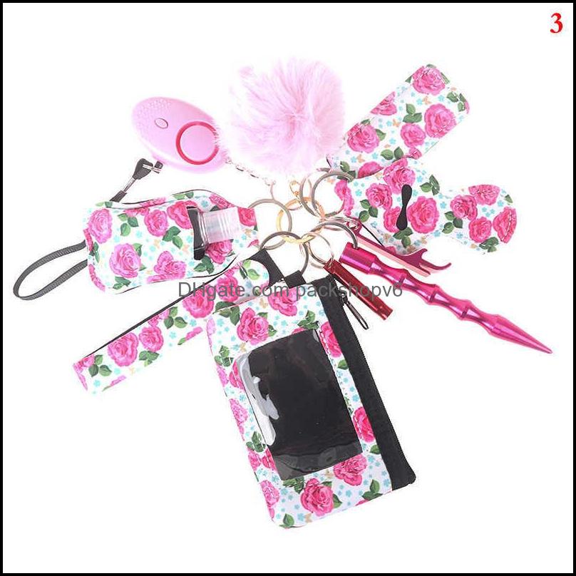 

Keychains Fashion Accessories 11Pc/Set Self Defense Ring Keychain Women Portachiavnna Alarm Tactical Pen Personal Defence Key Chain Set Girl