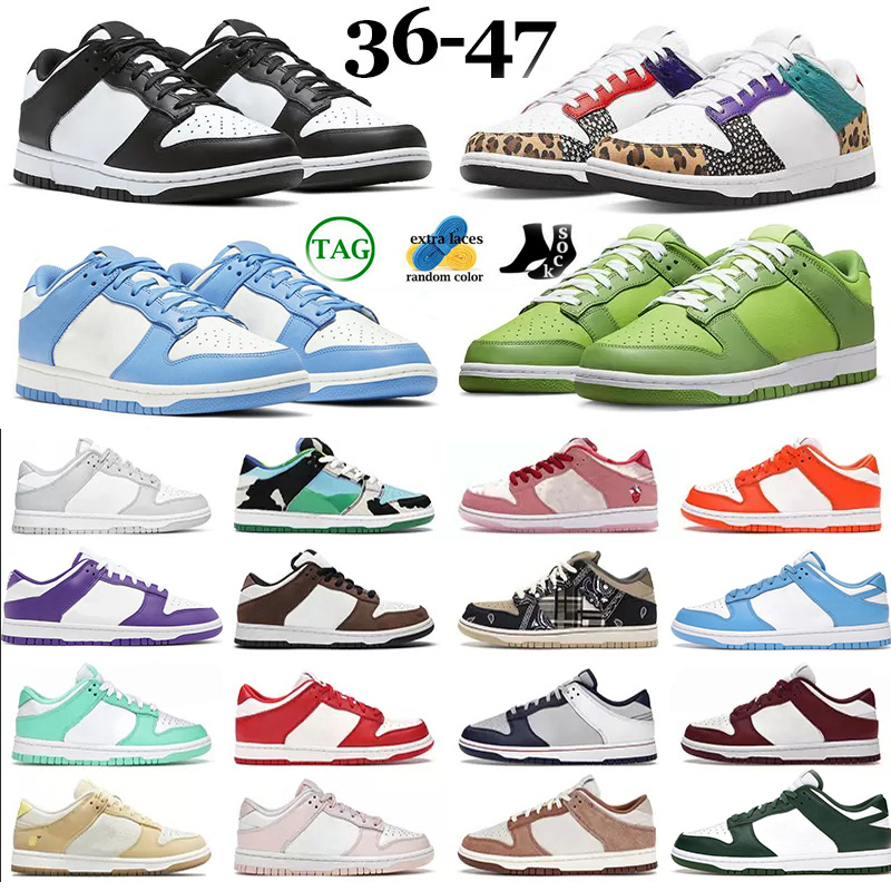 

UNC Running Shoe Mens Safari Mix Panda Shoe Gray Fog Syracuse Coast Chicago Photon Dust Sail Green Eater Candy Women dunked Trainers, With logoes