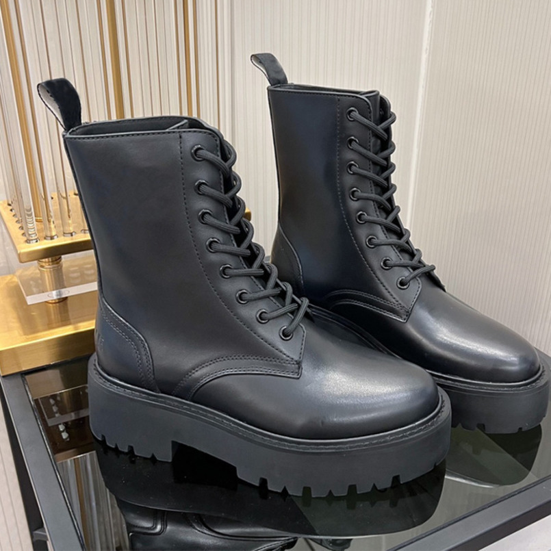 

2022 Autumn And Winter Boots Women Designer Lace Up Boots Fashion Cowboy Boot Thick Bottom Thick Heel Luxury Martin Desert Boots NO397