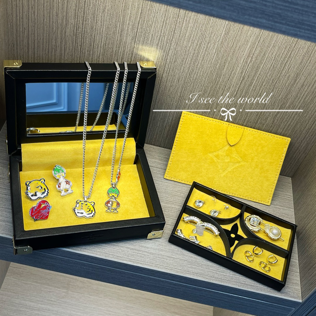 ILIVI Monogramme jaune Boîte à bijoux à collectionner motif diamant noir rangement classique multi-usages trousse de maquillage organisateur cade