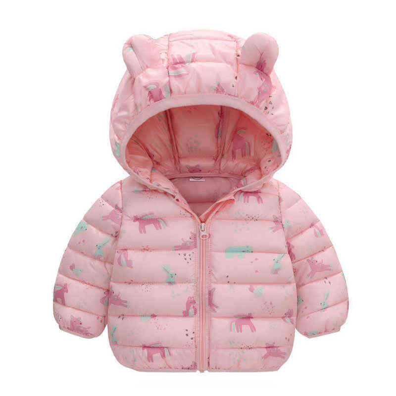 

Baby Winter Coat Boys Girls Coat 0-5 Year Sweet Cartoon Printing Korean Version Thickening Fashion Children clothes J220718, Photo color