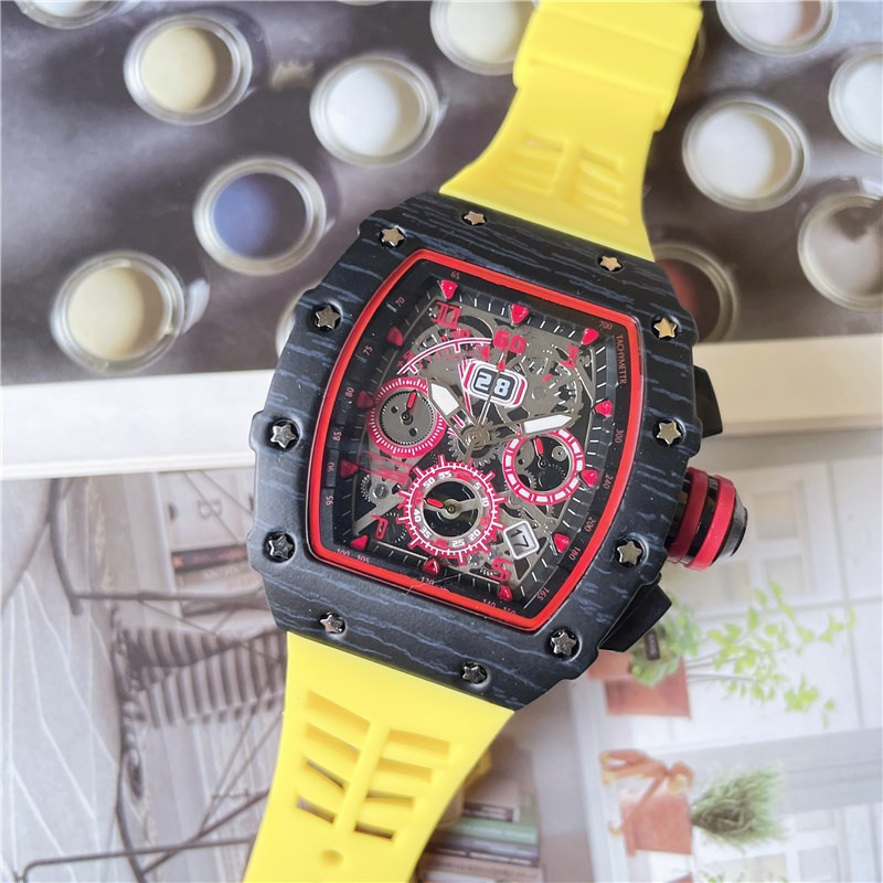 

6-pin 2022 Fashion Automatic Mechanical Watches Mens Waterproof Skeleton Wrist Watch With women men Leather strap, 13