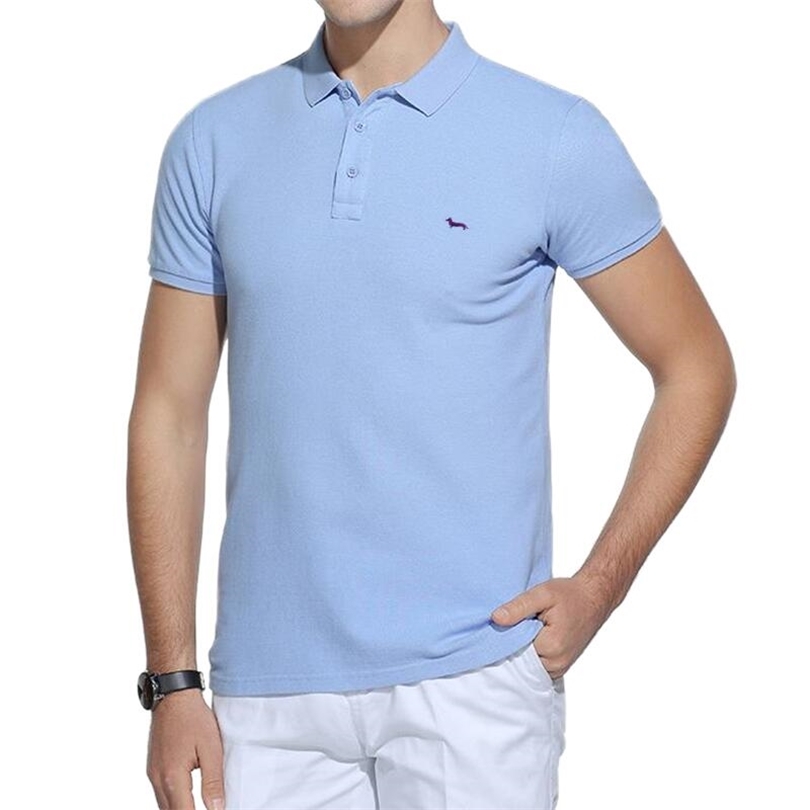 Summer Casual Polos Shirt 100%Cotton Solid Short Sleeve Breathable Slim Fit Embroidery Harmont Blaine Men Clothing 220616