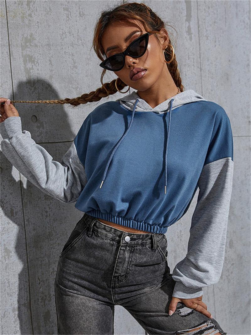 

Women' Hoodies & Sweatshirts Autumn Hoodie Female Long Sleeve Sweatshit Women Fashion Hooded Loose Patchwork Leisure Letter Printed 4412Wom, Black