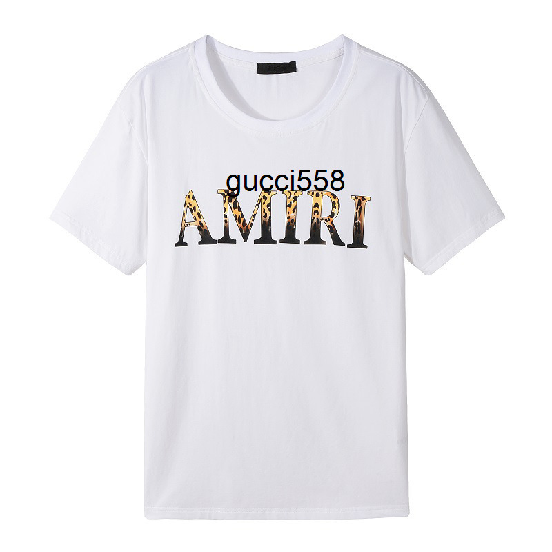 

2225 summer new Amirs cotton casual letter pattern clothes youth round neck short sleeve men's T-shirt, White