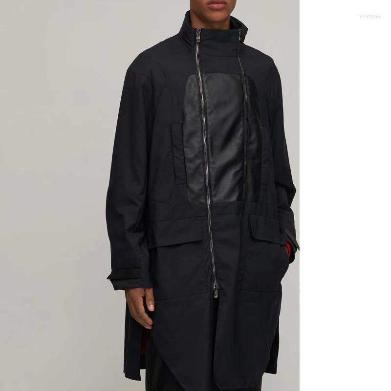 

Men's Trench Coats 2022 Fall Winter Jacket Long Technical Fabric Double Zipper Windbreaker Casual Business Coat Viol22, Black