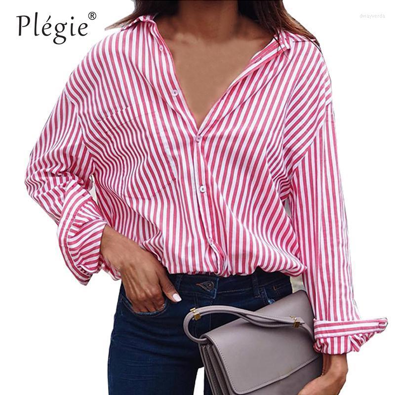 

Women's Blouses & Shirts Striped Blouse Women Summer Top 5XL Large Size Two Styles Long Sleeve Pocket Blusa Feminina Womens Tops And Dway22, Pink