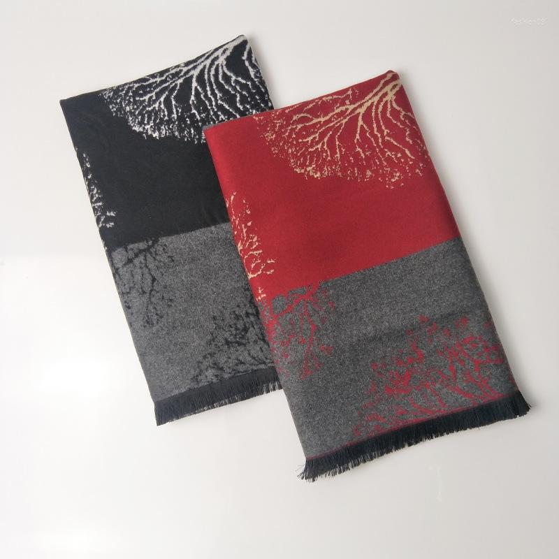 

Scarves High Quality Elegant Imitation Cashmere Winter Men Scarf Long Tree Double-sided Jacquard Mens AccessoriesScarvesScarves