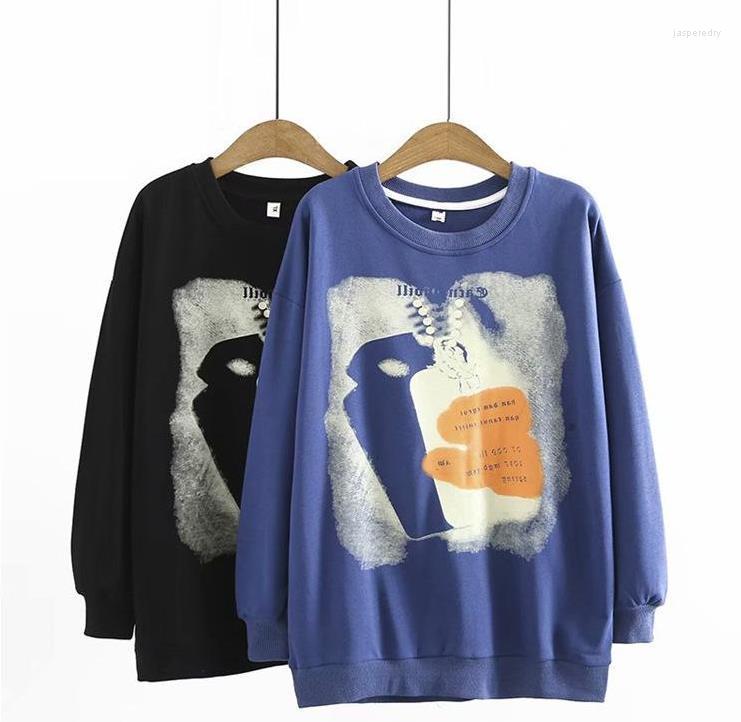 

Women's Plus Size Outerwear & Coats Ladies Autumn Winter Pullover For Women Large Long Sleeve Loose Blue Print Sweatshirt Coat Jasp22, Black