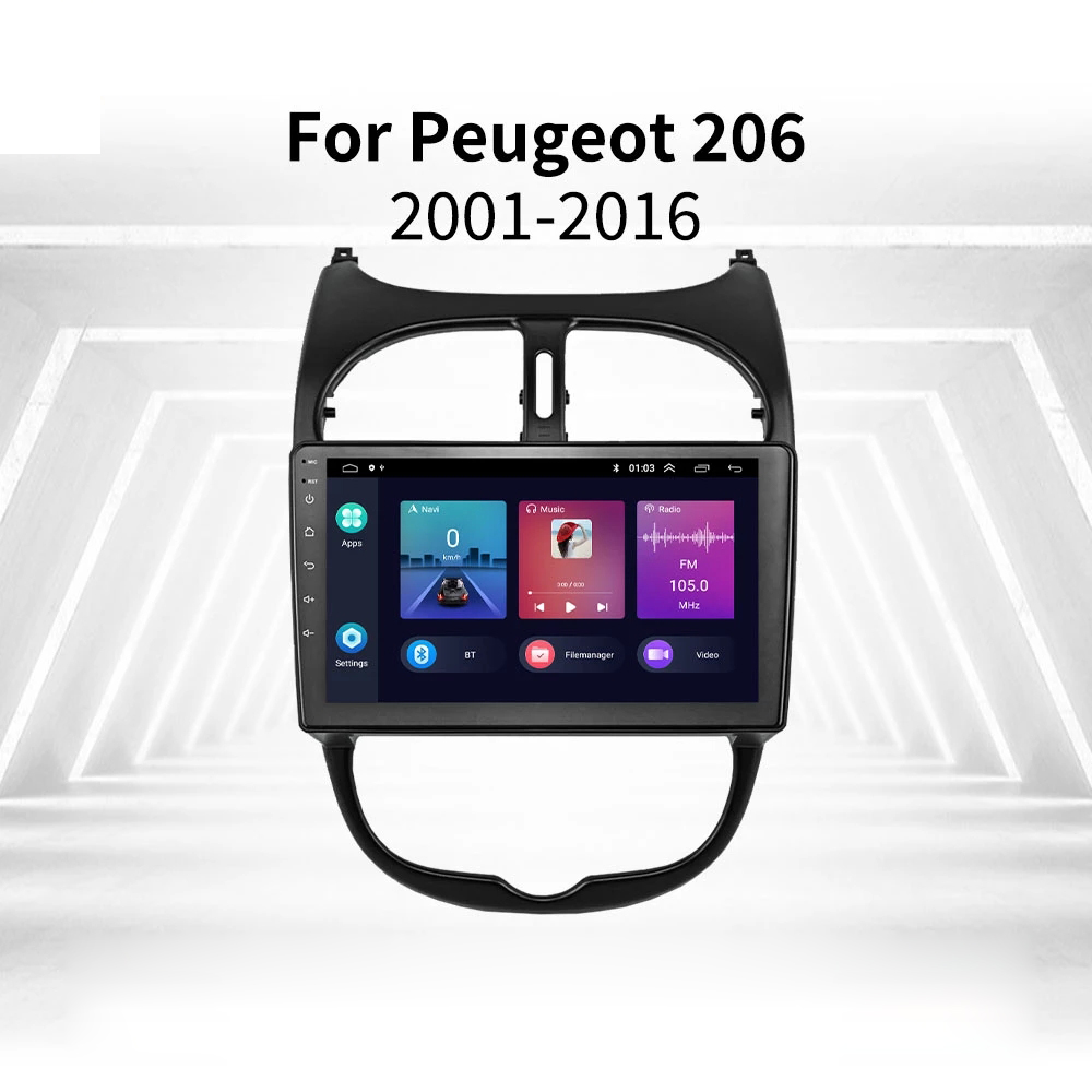 

GPS Autoradio HD Touchscreen Car Video Radio Audio 9 inch Android 10 for Peugeot 206 2000-2016