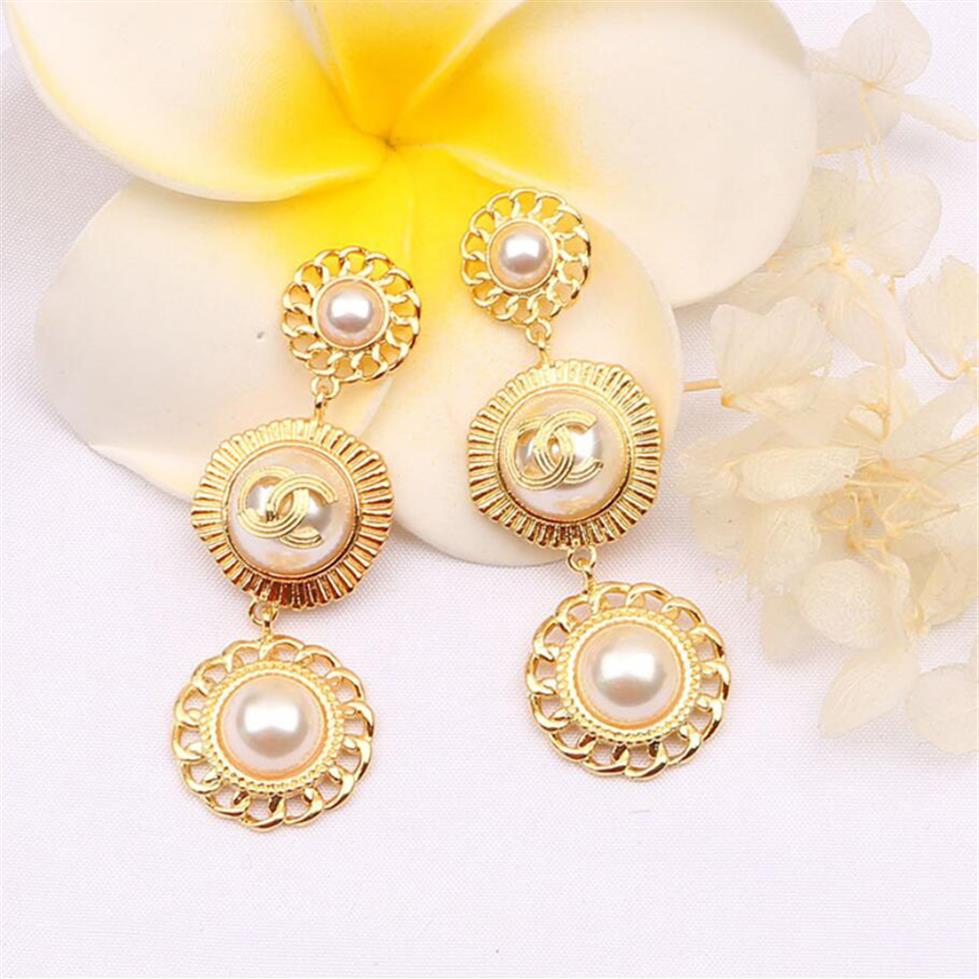 

Fashion Women 18K Gold Plated Designer Earrings Ear Stud Designers Brand Geometry Letters Imitation Pearl Earring Wedding Party Je306r