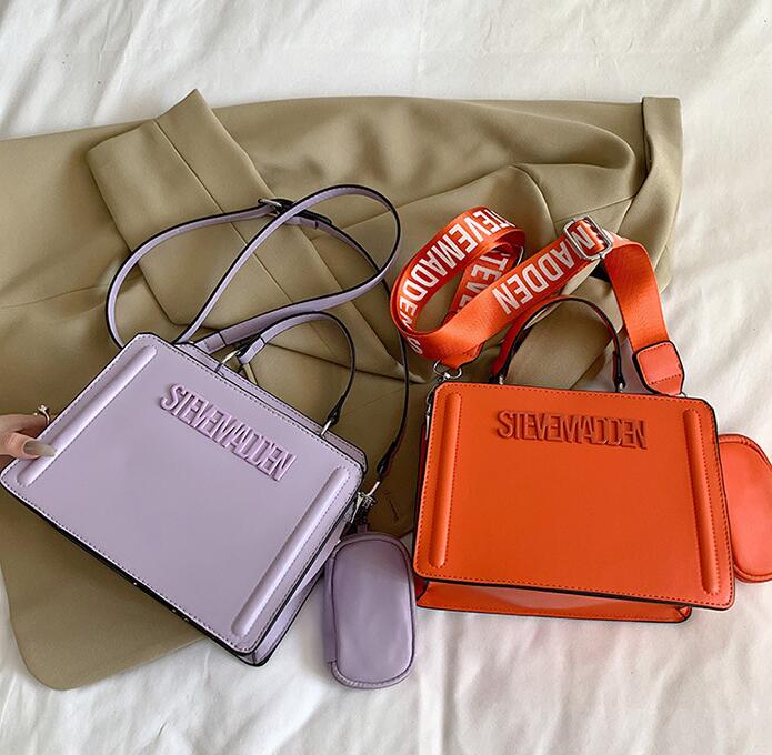 

Women Fashion Letter Handbag Messenger Bag PU Lady Crossbody Bag Luxury Cover Flap Interior Compartment Solid Color, Pink