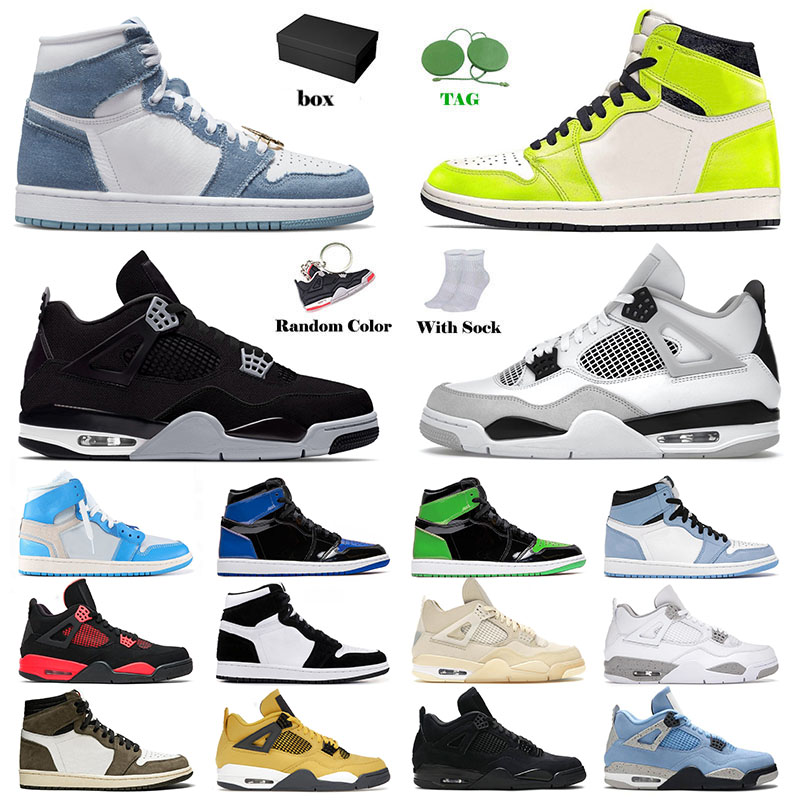 

Jorden1s Jorden4s Jorden 1 4 Mens Womens Basketball Shoes Designer Jorda 1s 4s Military Black Cat Panda IV Denim Mid Carbon Fiber Sneakers Trainers Size 13, 36-46 visionaire