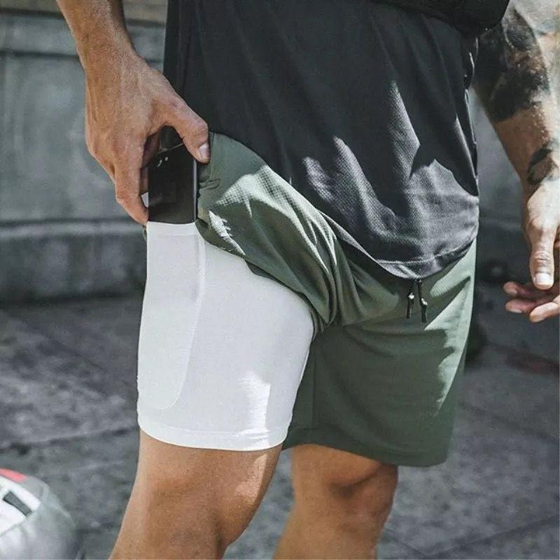 

Men Sports Gym Compression Phone Pocket Wear Under Base Layer Short Pants Athletic Solid Tights Shorts Pants, As shown in illustration 2