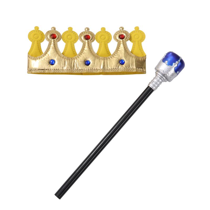 

Hair Accessories Golden Crown And Scepter-King Accessory Set For Stage Performances Props Halloween Cosplay Children's Royal HeadwearHai, Red