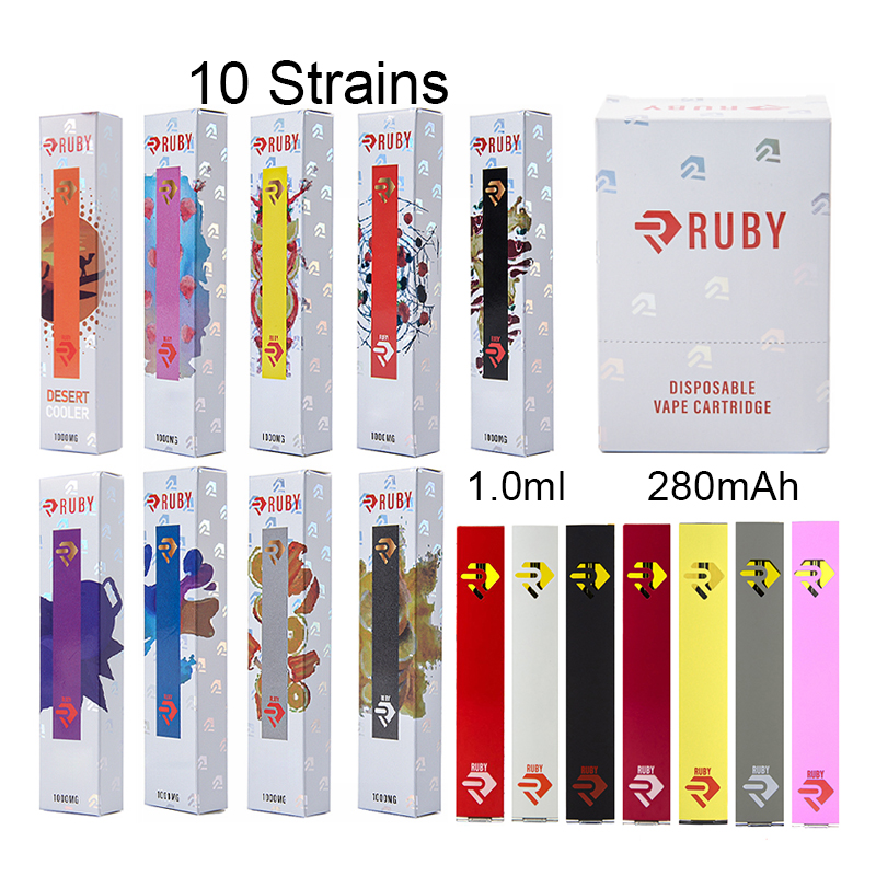 

Ruby Disposable Vape Pen Rechargeable E Cigarettes 1.0ml Empty Device Pods 280mAh Battery Start Kits Micro USB Vapers