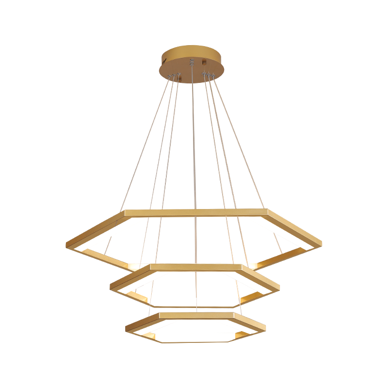 

Pendant Lamps Luxury Led Chandelier Home Lighting Aluminum Brushed Rings Gold&Coffee Hanging For Living Room Dining Table Bedroom