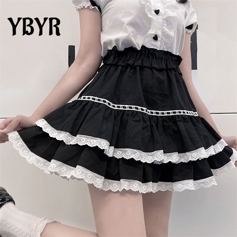 

ita Women Mini Skirts Sexy Lace High Waist A-line Black Pleated Skirt School Girls Hem Cute Streetwear Harakuju 220401, Style 5