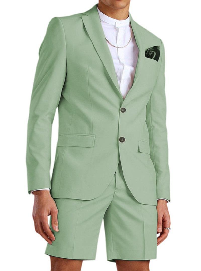 

Men's Suits & Blazers Fashion Summer Green Men Short Pants Beach Groom Casual Business Wedding 2 Piece Jacket SetMen's Men'sMen's, Blue