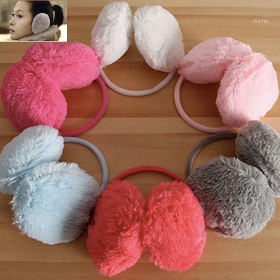 

Wholesale-Fashion Elegant Women Ladies Colorful Plush Fluffy Warm Earmuffs Earlap Ear Winter Mix Color Free