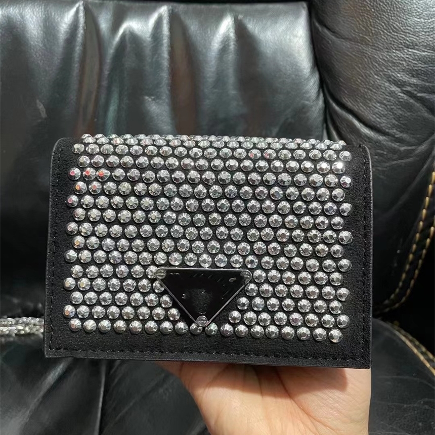 

62% OFF 2022 trendy bags new family trend fashion mini small Rhinestone full sticky diamond zero wallet versatile women's chain bag, Black