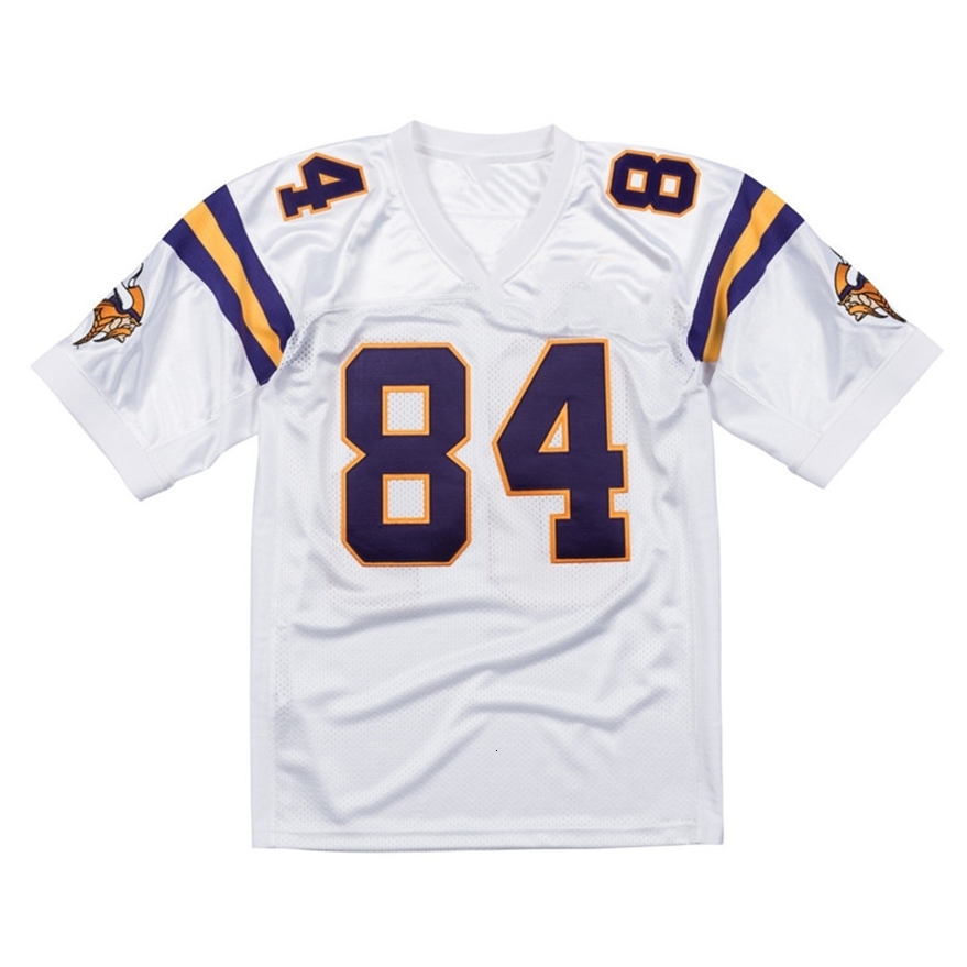 

A3740 Vintage Men Youth women Moss Randy 84 Mitchell & Ness 2000 Football Jerseys size S-4XL Custom any name and number jersey, White