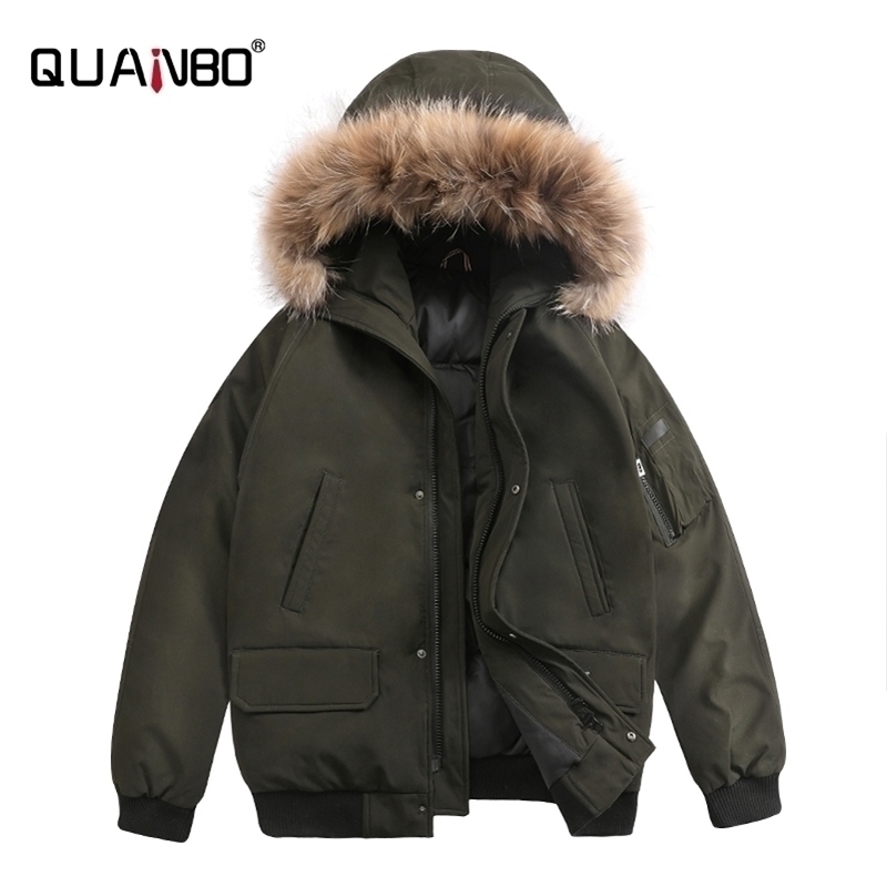 

Plus size Mens Down Jacket Fashion Hooded Winter Warm Man Coats High Quality 70% White Duck Down Men Short Thick Coat 201116, Black