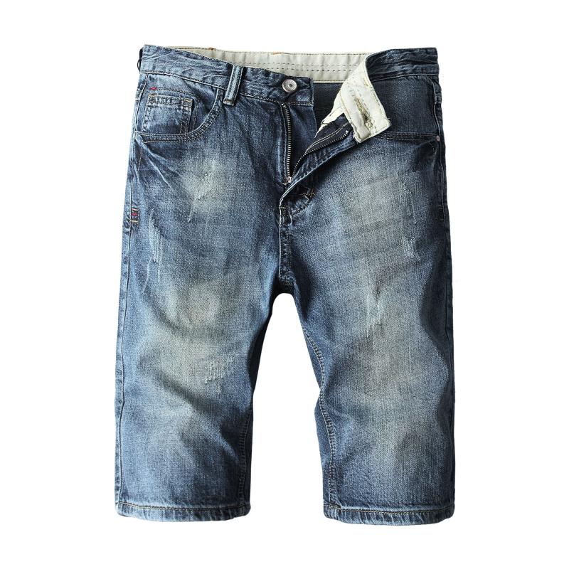 

Men's Jeans Red For Men Mens Fashion Casual Straight Hole Buckle Zipper Denim Shorts Pants TrousersMen's, Light blue