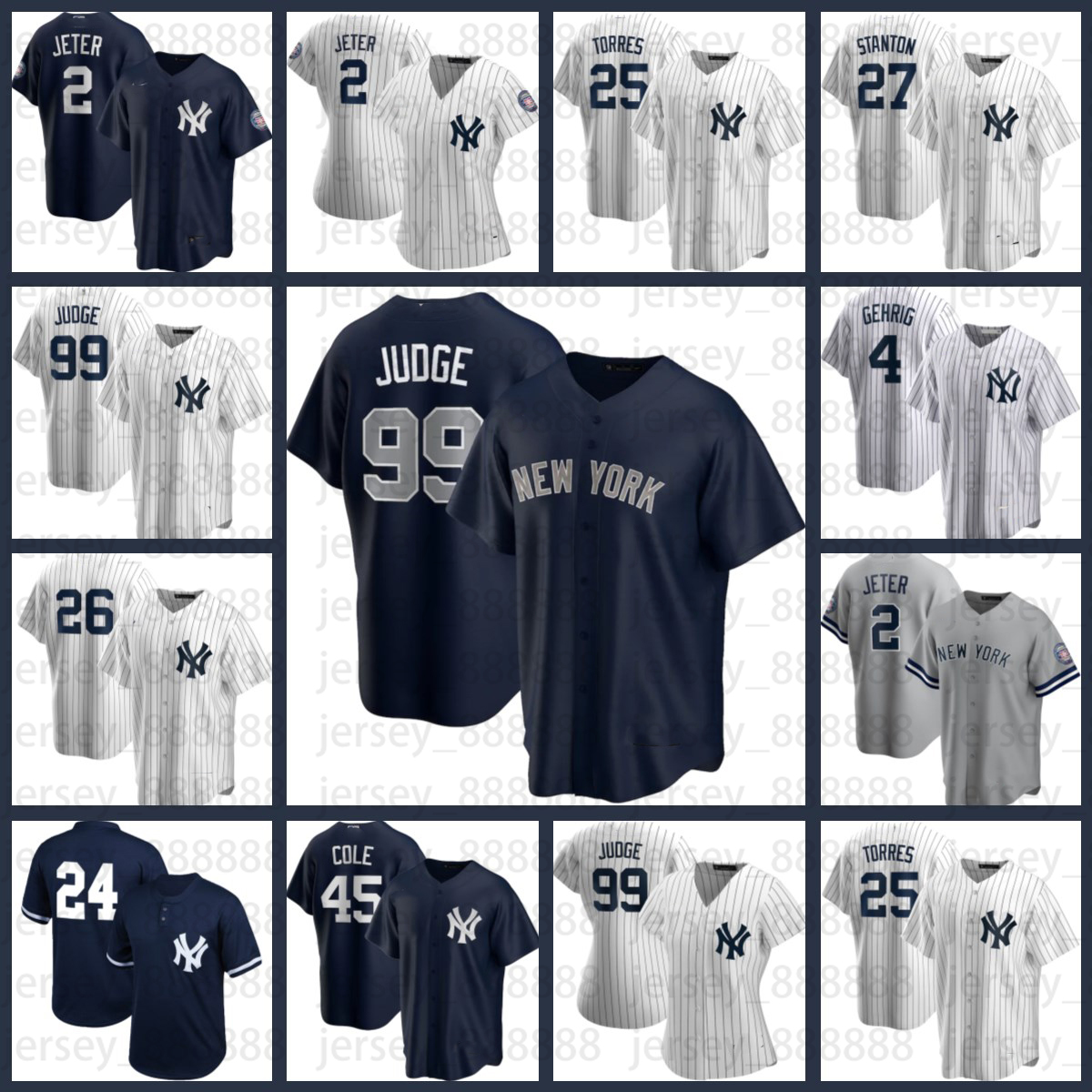 

99 Aaron Judge Jersey Yankees Anthony Rizzo New York''Derek Jeter Joey Gallo Giancarlo Stanton Gerrit Cole DJ LeMahieu Gleyber Torres Josh Donaldson Babe Ruth Mantle, Custom flex base men jersey