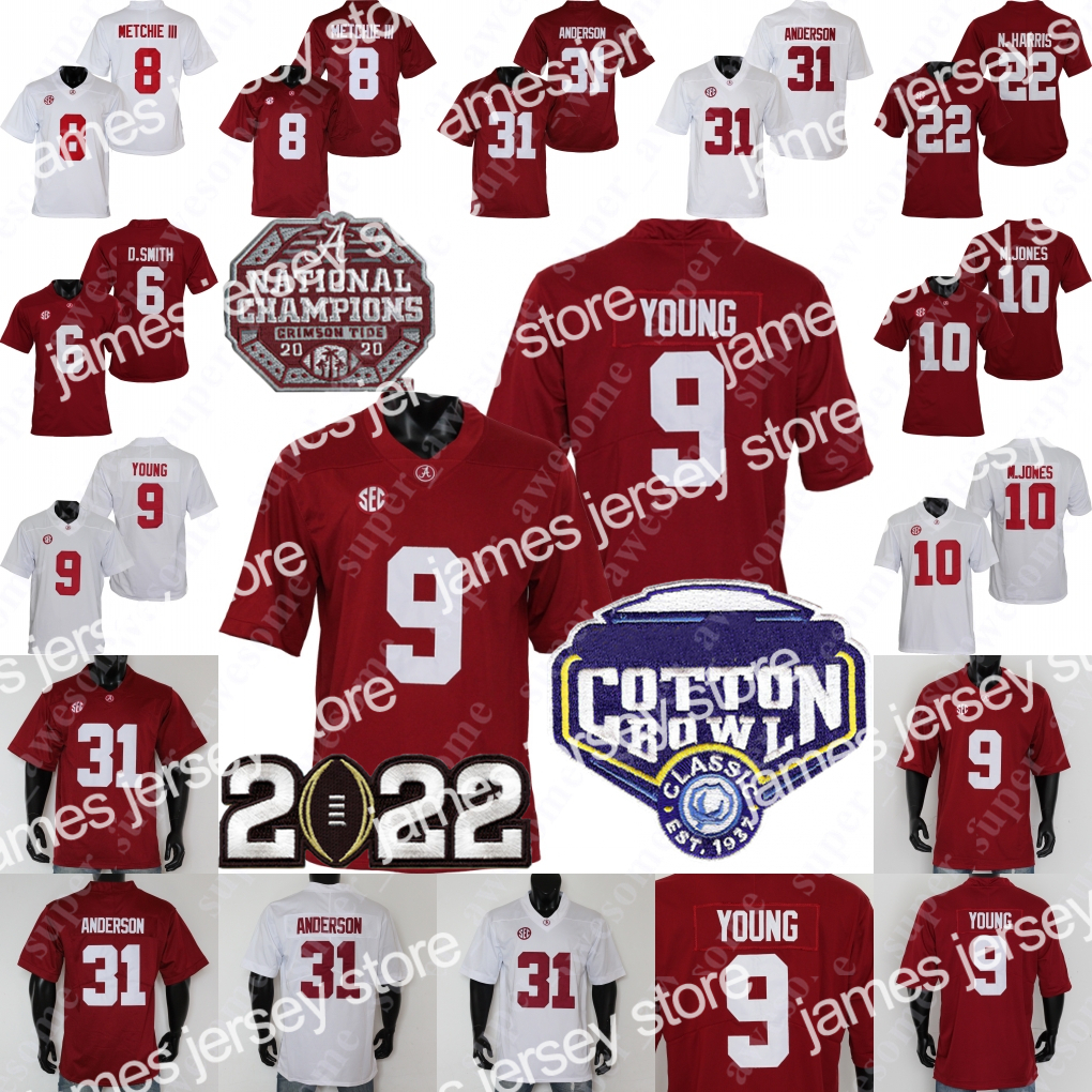 

2022 Alabama Crimson Tide Football Jersey Bryce Young Will Anderson Jr. Eli Ricks Henry To'o Kool-Aid McKinstry Jahmyr Gibbs Jermaine Burton 9, Red