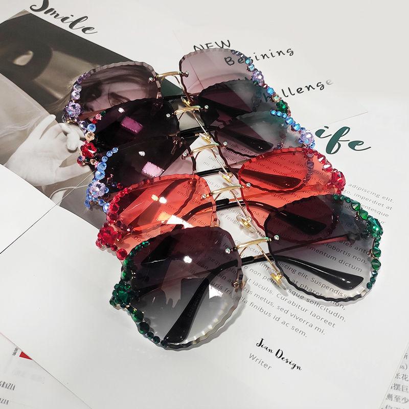 

Sunglasses Rimless With Diamond Women Gradual Change Lenses Anti Ultraviolet Personalized Elegant Atmosphere Fashion TrendSunglasses