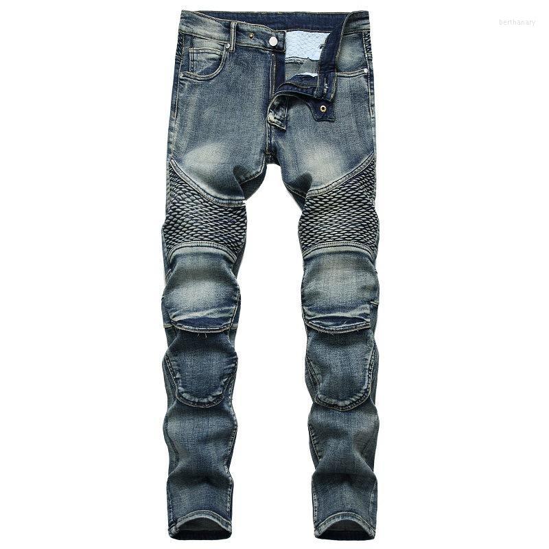 

Men's Jeans Fashion Hole Straight Destroyed Moto Brand Slim Casual Ripped Homme Retro Mens Denim Trousers High Quality CottonMen's Bert22, 521 coffee