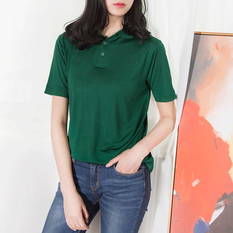 

Women's Blouses & Shirts Natural Silk Summer Knitted Blouse Short Sleeve Feminine Solid Basic Shirt Tops Elegant Real, Dark green