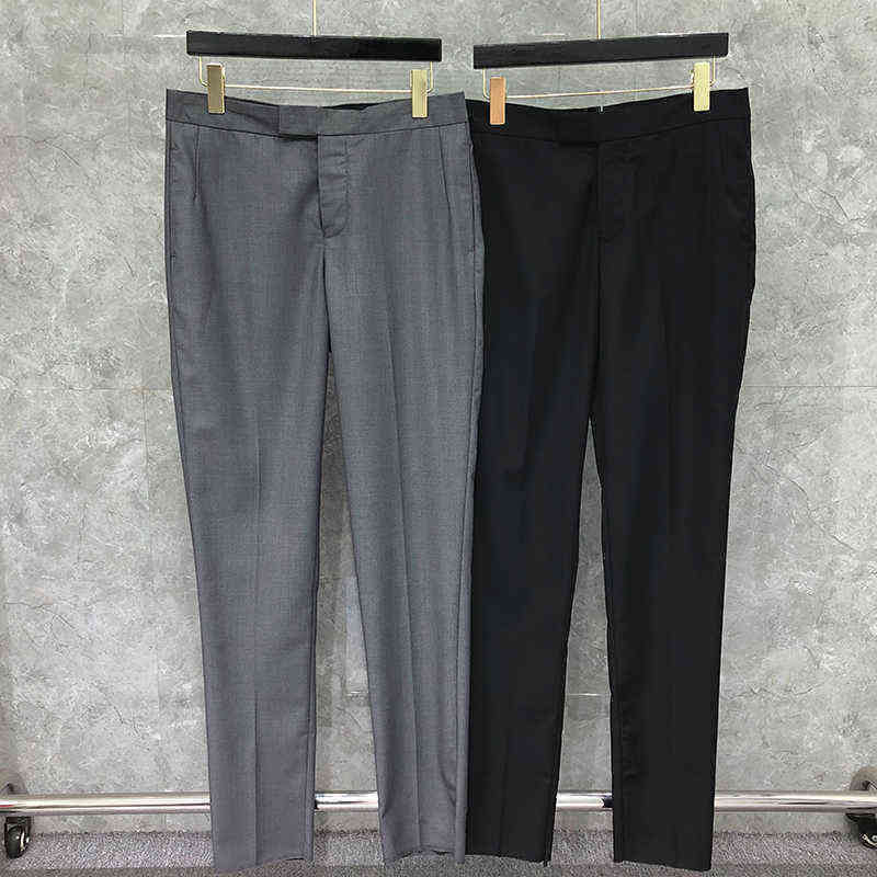 

TB THOM New Pants Men Fashion Brand Slim Casual Solid Suit Pants Men's Business Resin Buckle Spring Autumn Formal Trousers, Grey