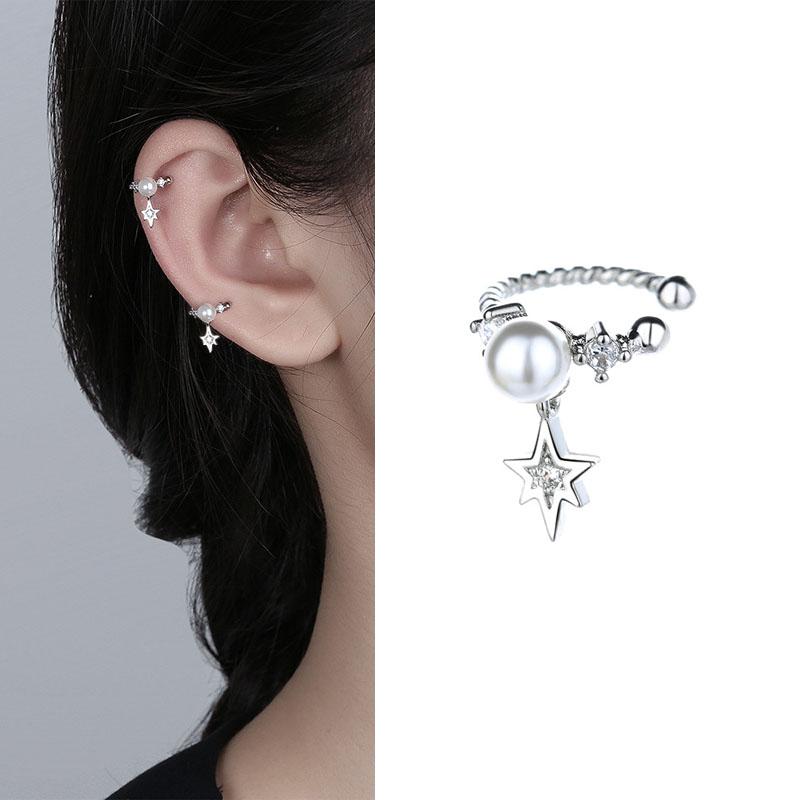 

Clip-on & Screw Back Pcs Punk Rock Clip Earrings No Piercing Trendy Link Star Earcuffs Statement Cartilage For Women Party JewelryClip-on