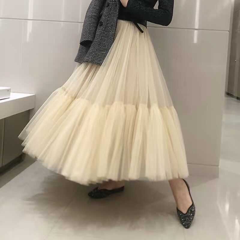 

WholeSale 4 Layers 90cm Womens Fashion Skirt Tulle Skirt Mesh TUtu Skirt Bride Party Skirts Y200326, Coffee