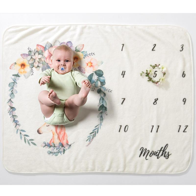 

Blankets & Swaddling Baby Milestone Swaddle Wrap Bathing Towels Flower Printed Cute Soft Blanket DIY Infant Kids Born Pography PropsBlankets