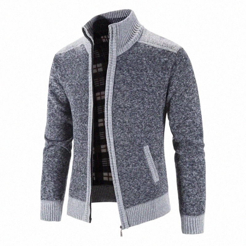 

men's Jackets Men's Knitted Cardigan Stand Collar Slim Sweater Fashion Thickening Warm CardiganMen's J18x#, Beige