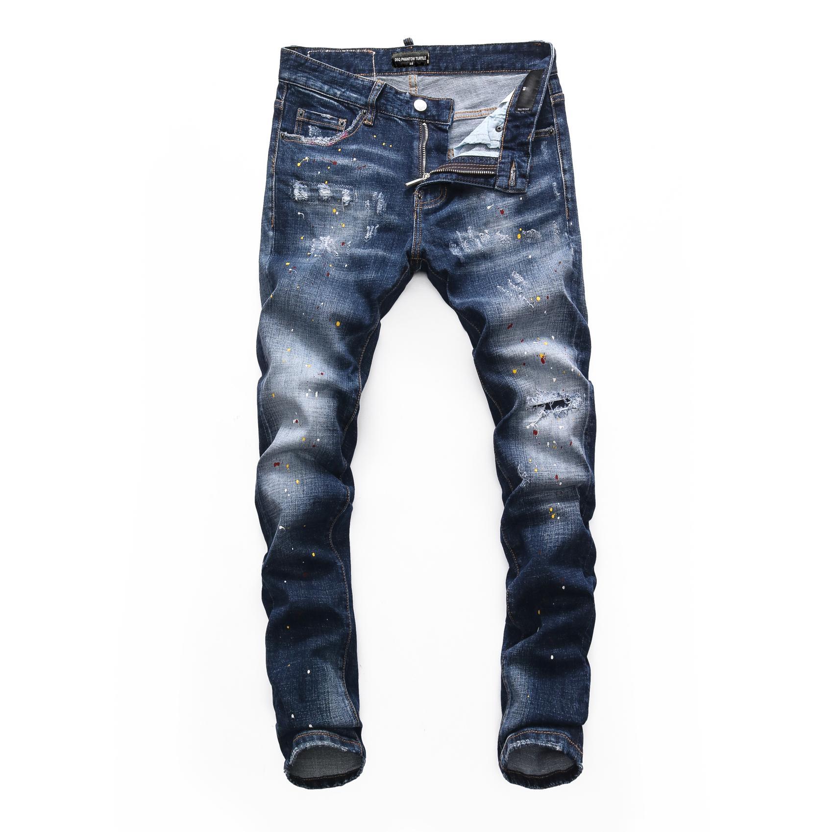 jean DSQ PHANTOM TURTLE Perfecto Wash Cool Guy Jeans Classic Fashion Man Hip Hop Rock Moto Mens Casual De Dsquare 2 DSQUAREDs DSQ2s DSQs kav