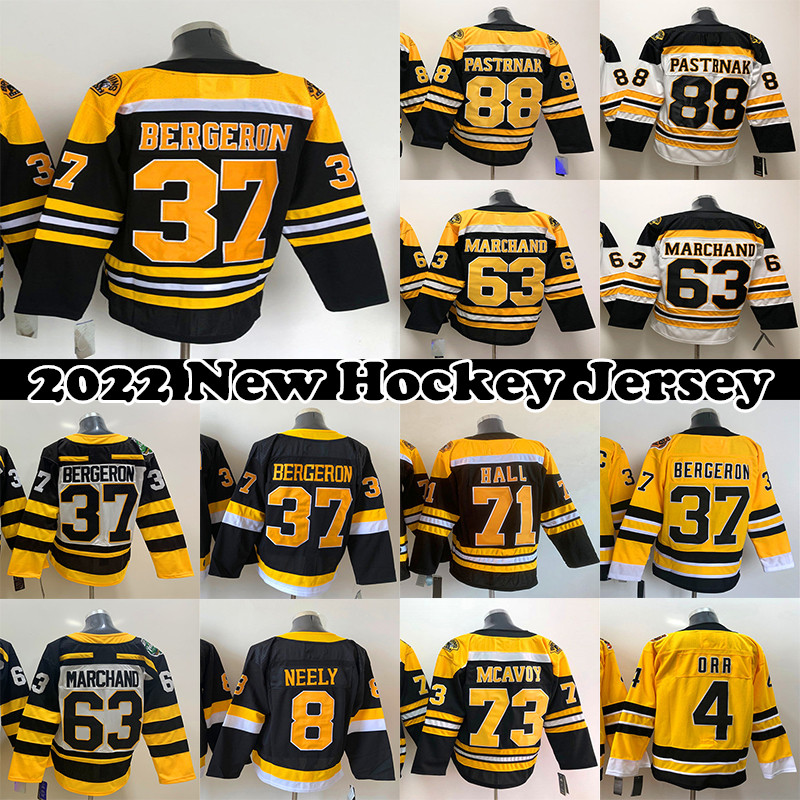 

Bostons Bruin hockey jersey 37 Patrice Bergeron 88 Pastrnak 63 Brad Marchand 71 Taylor Hall 73 Charlie McAvoy 4 Bobby Orr 33 Zdeno Chara Men Youth Women jerseys, White mens