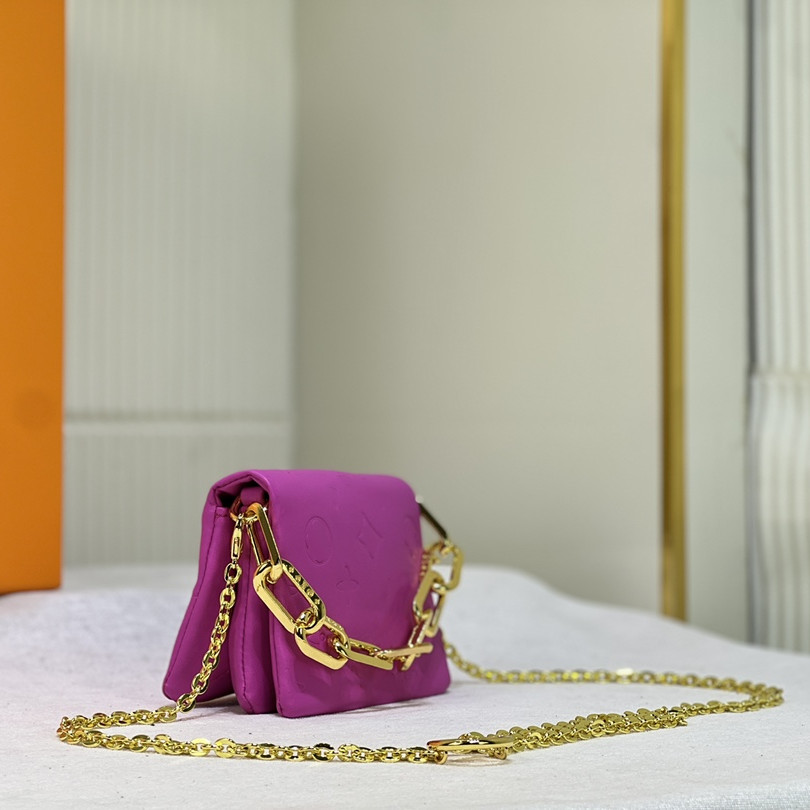2022 série Cruise Spring Mini Beltbag Coussin chaîne sac à bandoulière en relief soufflé en cuir véritable dames sac à main femmes designer sac à