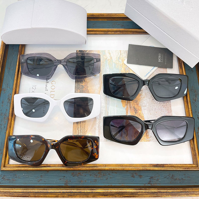 

Designer Sunglasses SPR 19YS Men Women Fashion Classic Thick Frame Temple Triangle Icon Summer Style Travel Vacation UV Protection Strap Box