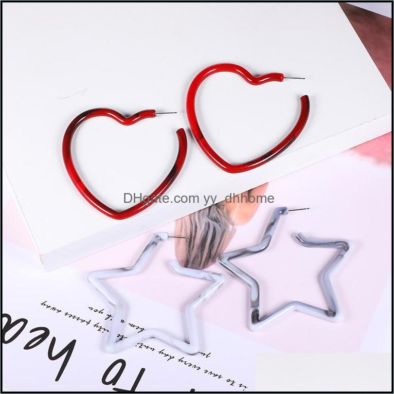 

Dangle Chandelier Earrings Jewelry Fashion Round Hoop Acrylic Acetate Heart-Shaped Star Earring Female Bohemian Statement Resin Ear Drop D