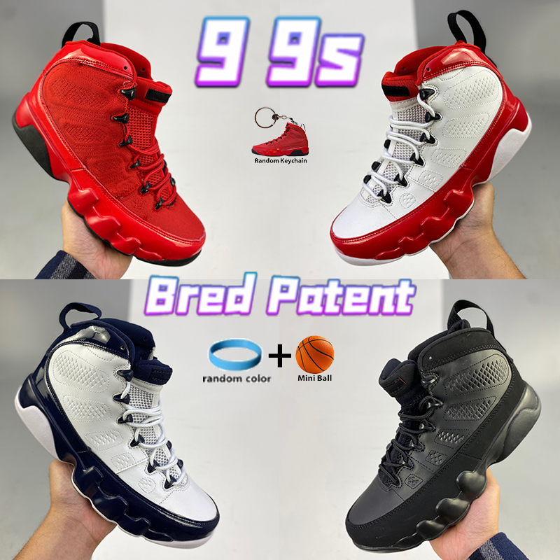 

Top Quality 9 9s Basketball Shoes Chile Red Bred Patent OG Space Jam Statue White Gym Red University Blue Mens Sneakers Men Women Sports Trainers, Shoe box