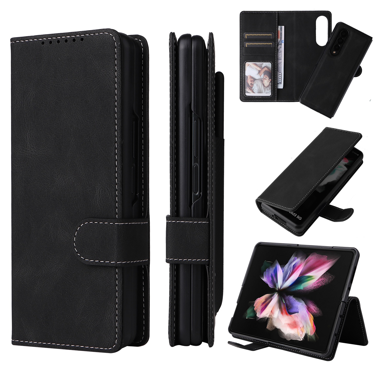 

Case For Samsung Z Fold 3 with Pen Slot Magnetic Leather Wallet Shockproof Full Protective Case, Green