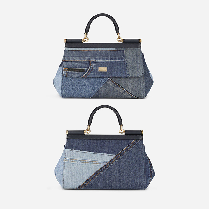 Embrayages de luxe sacs à main Sac de dévotion moyenne dans le denim patchwork et les sacs d'épaule des filles de veau ordinaire