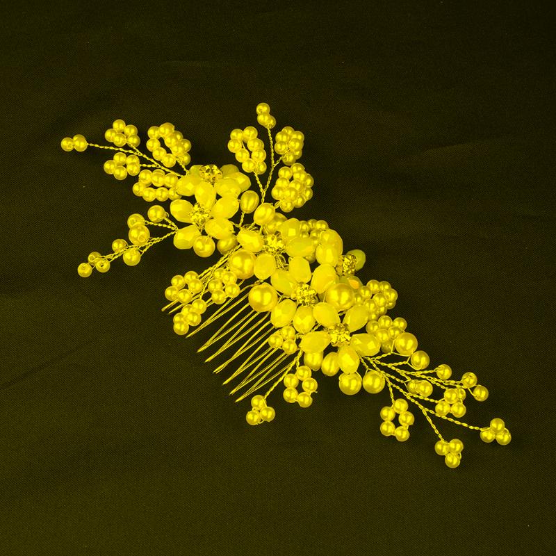 

Headpieces Fashion Silver Flower Hair Comb Handmade White Crystal Women Bride Headdress Prom Wedding AccessoriesHeadpieces