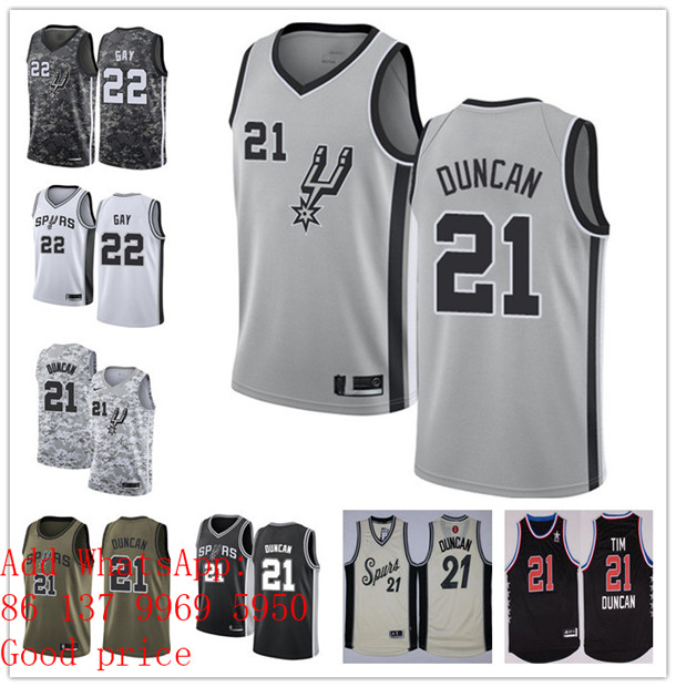 

Custom Men's womens youth san antonio''Spurs 21 Tim''Duncan 22 Rudy''Gay Black white grey Army Green Throwback Basketball Jersey